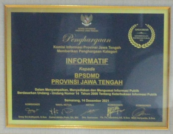 Penghargaan KIP Awards Tahun 2021 sebagai Badan Publik Informatif